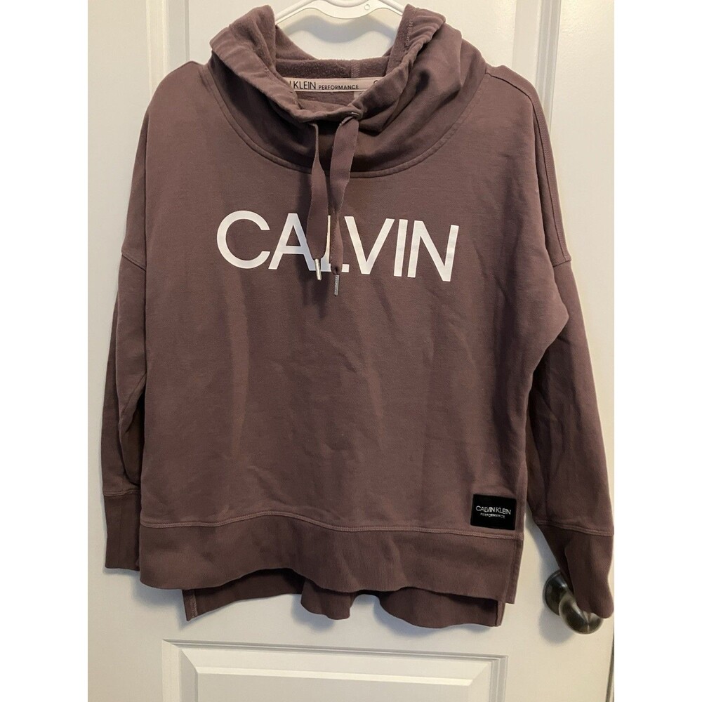Calvin Klein Performance Sweatshirt Funnel Neck Small Dusty Purple Oversized